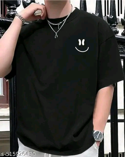 New Trendy Men’s Round Neck Oversized Cotton T-Shirt