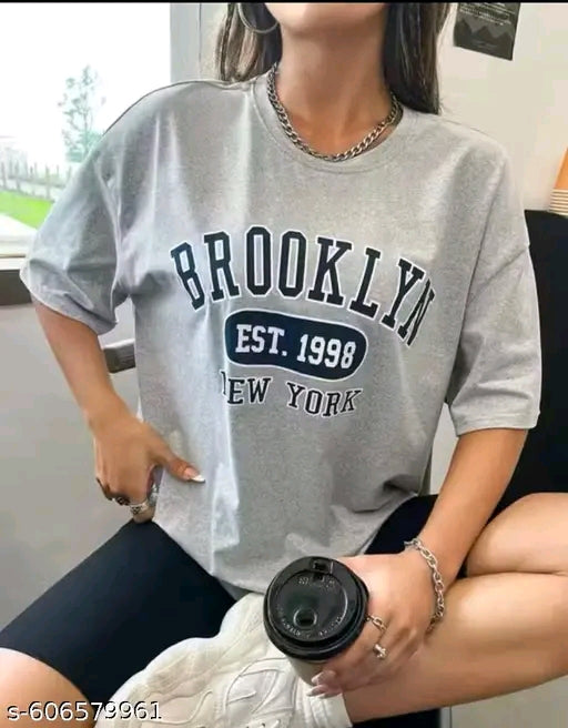Trendy Women’s Printed Blue Oversized T-Shirt | Loose Fit Casual Wear